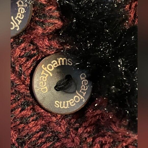 Dearfoams red knit with very softy faux fur lining women sock bootie size L 9/10 - Picture 7 of 8